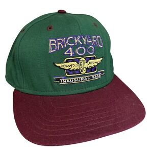 Vintage Brickyard 400 Hat Cap Snap Back Mens One Size Green NASCAR Racing DeLONG